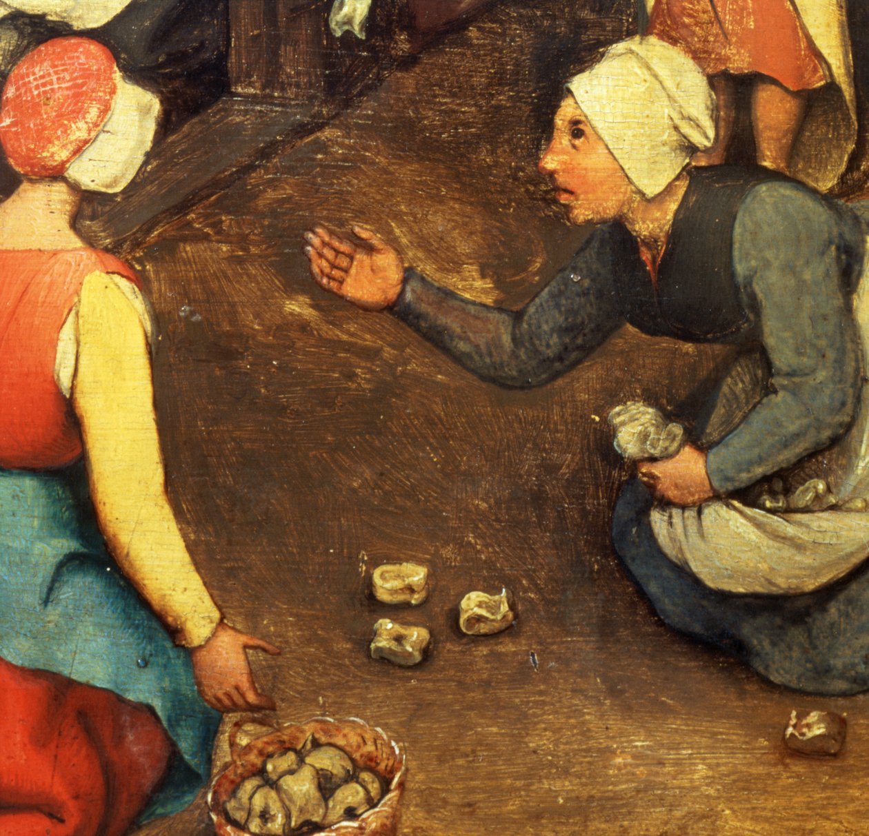 Dětské hry (Kinderspiele): detail hry na házení kloubních kostí, 1560 (detail 68945) od Pieter Bruegel the Elder