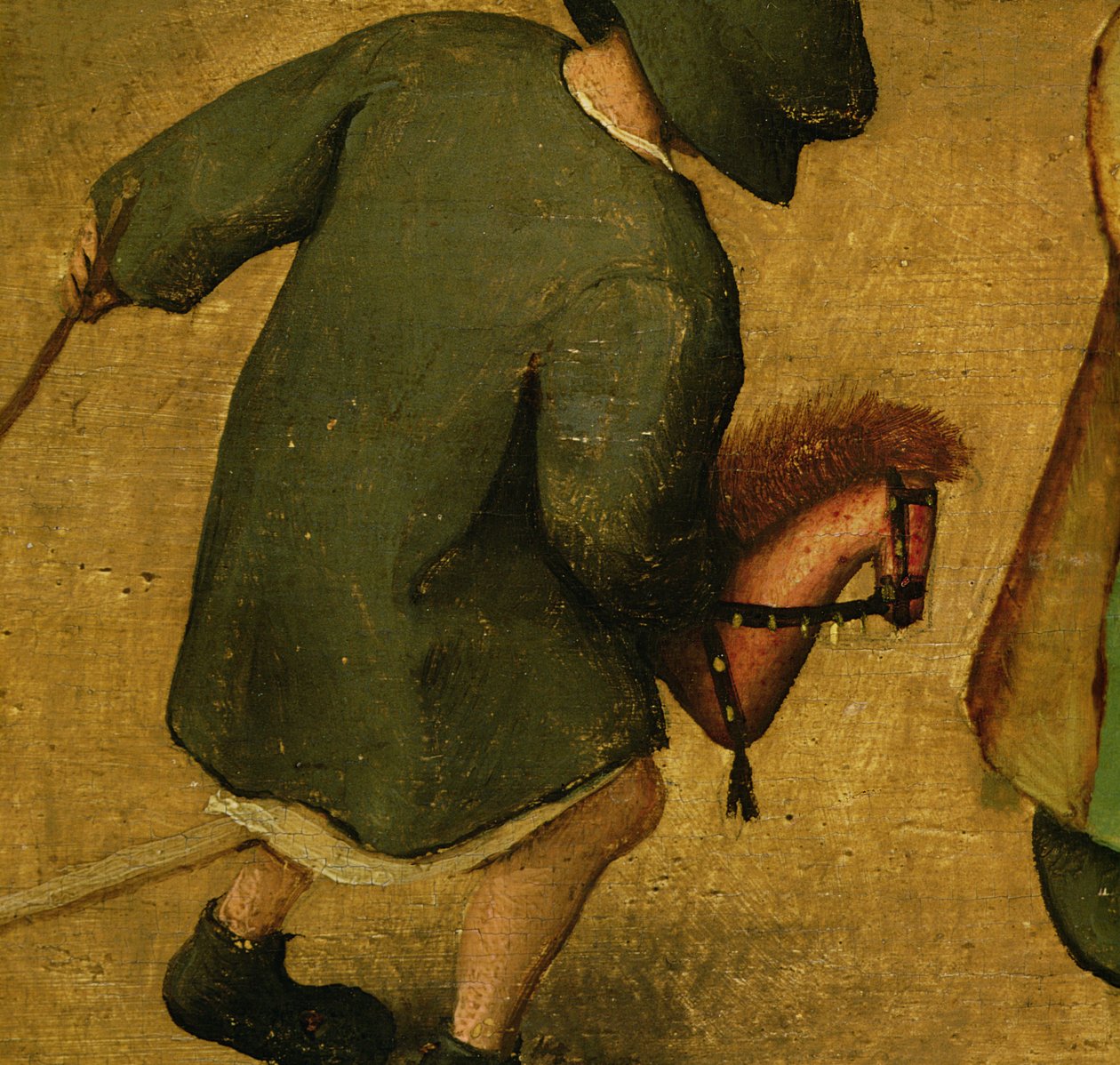 Dětské hry, detail spodní části zobrazující dítě a hobby koně, 1560 (detail 68945) od Pieter Bruegel the Elder