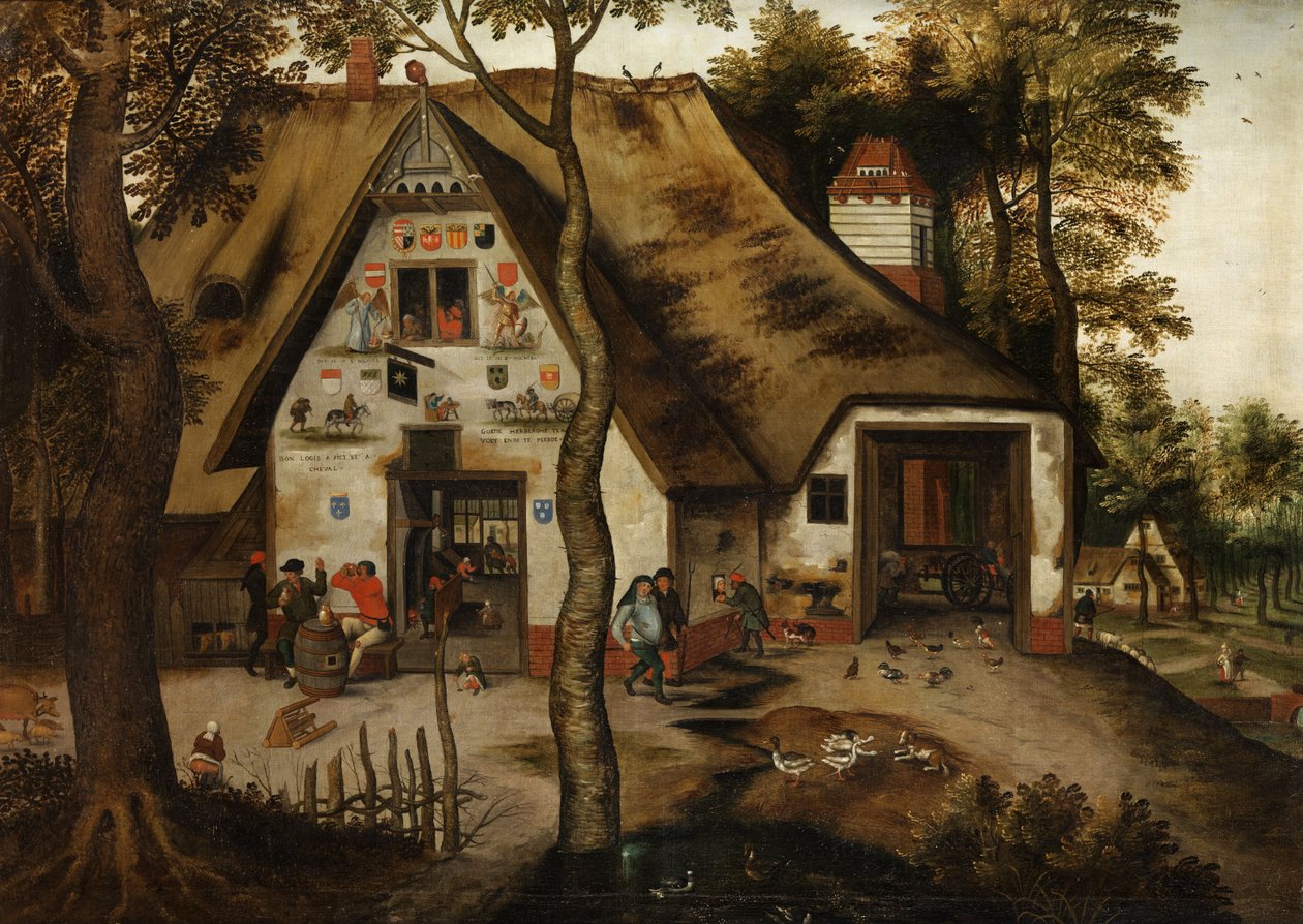 Vesnická scéna s hospodou v St. Michael od Pieter Brueghel the Younger