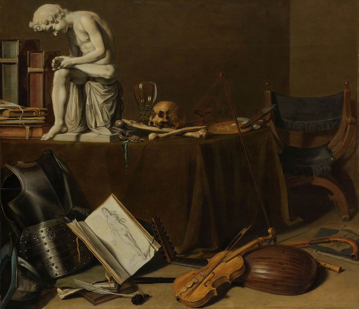 Vanitas Still Life with the Spinario, 1628 (olej na panelu, v 71,5 cm × š 80,5 od Pieter Claesz