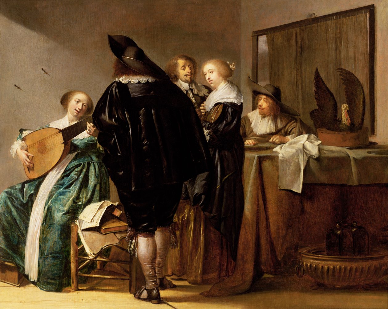 Elegantní společnost v interiéru od Pieter Codde