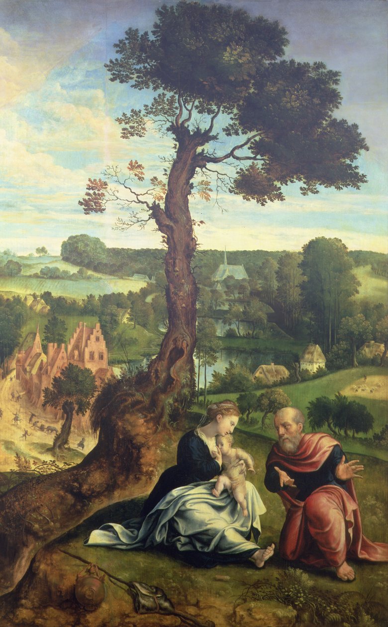 Odpočinek při útěku do Egypta, asi 1534-40 (panel) od Pieter Coecke van Aelst