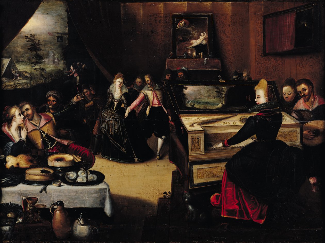 Marnotratný syn s kurtizánami aneb Vnitřní scéna od Pieter Jansz. Pourbus