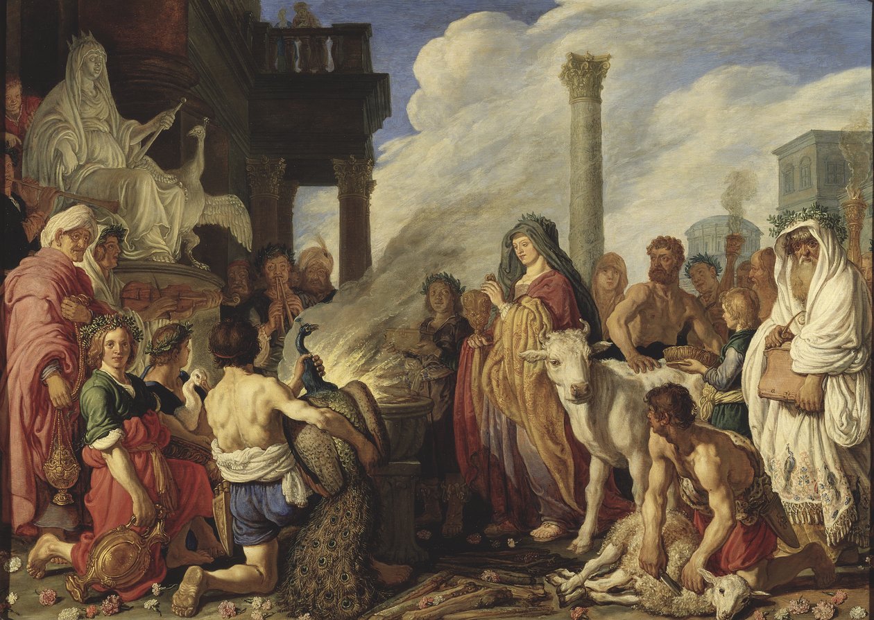Didova oběť Junoně, 1630 (olej na dubovém dřevě) od Pieter Lastman