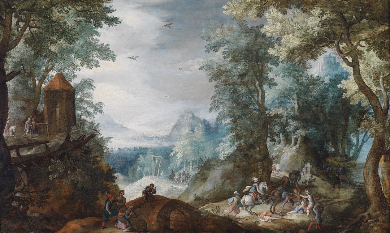 Zalesněná krajina s náletem od Pieter Schoubroeck