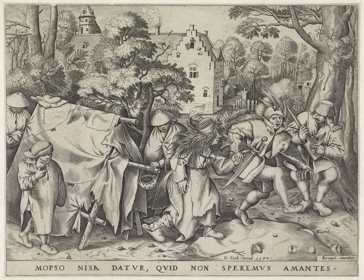 Špinavá nevěsta nebo svatba Mopsuse a Nisy, vyryl Pieter van der Heyden, 1570 od Pieter The Elder after Brueghel