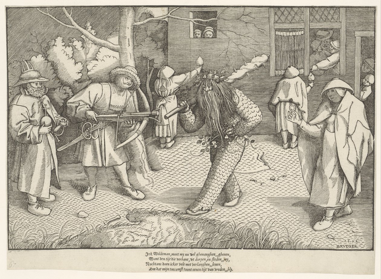 Maškaráda Orsona a Valentýna, 1566 od Pieter The Elder after Brueghel