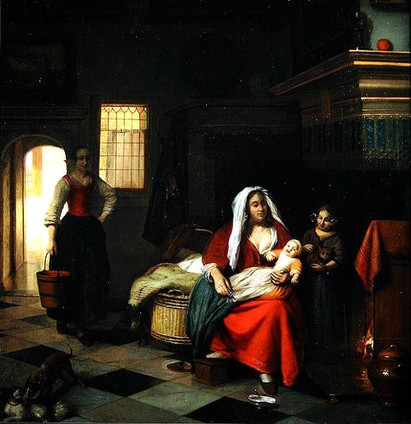 Interiér s matkou a jejími dětmi od Pieter de Hooch