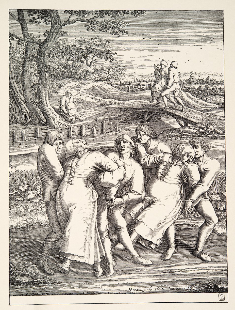 Dvě skupiny rolníků po Pilgrimage of Epilepsie, c.1642 od Pieter Bruegel the Elder