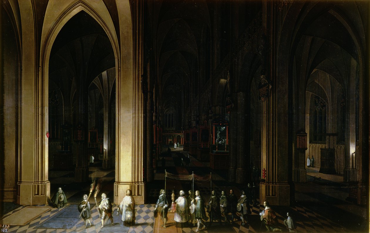 Viatikum v interiéru kostela od Pieter the Elder Neeffs