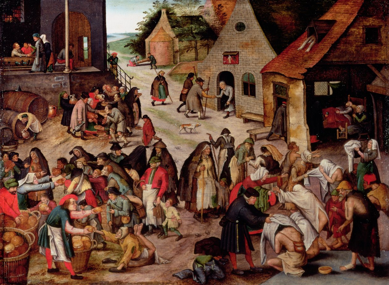 Sedm skutků dobročinnosti (panel) od Pieter Brueghel the Younger