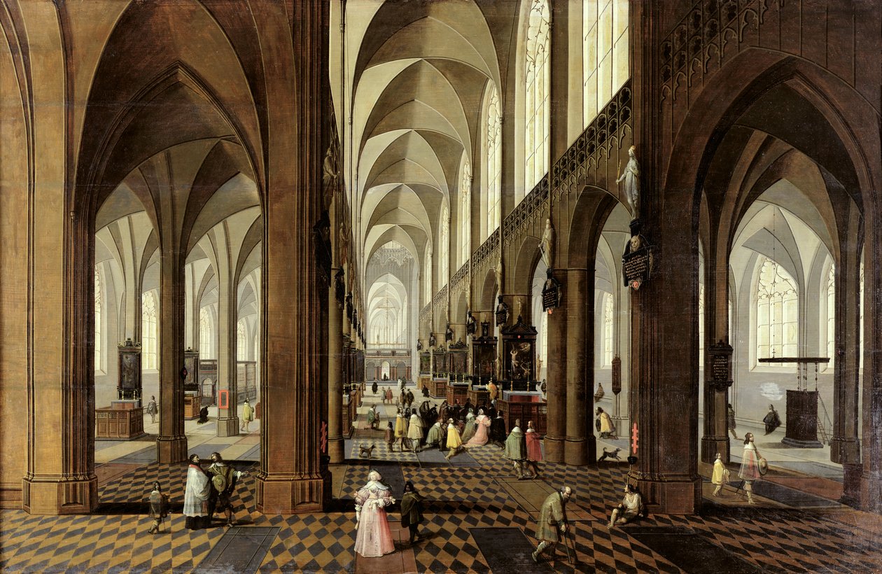 Interiér antverpské katedrály, c.1650 od Pieter the Younger Neeffs