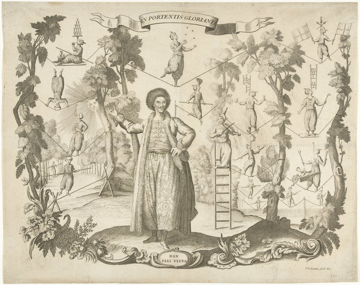 Akrobati a provazochodci od Pieter Balthasar Bouttats