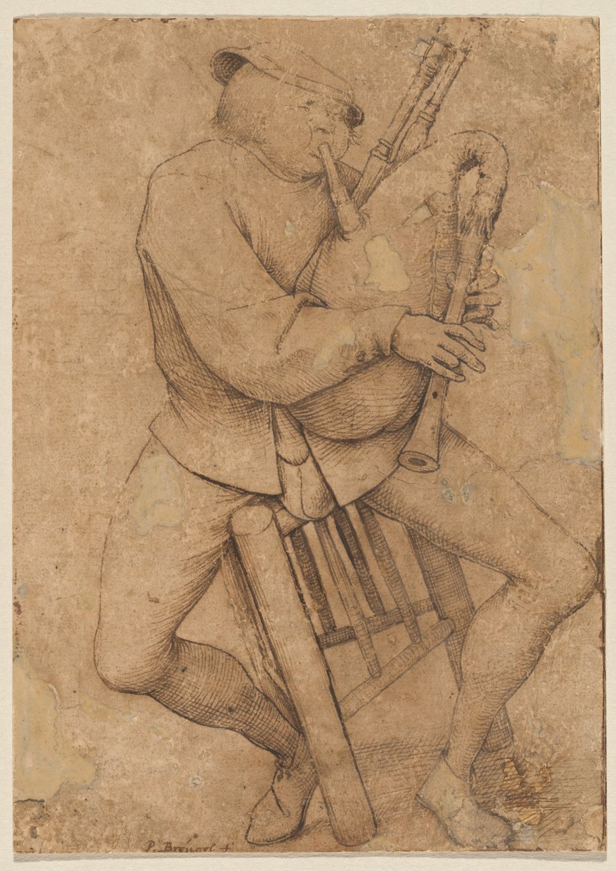 Hráč na dudy od Pieter Bruegel the Elder