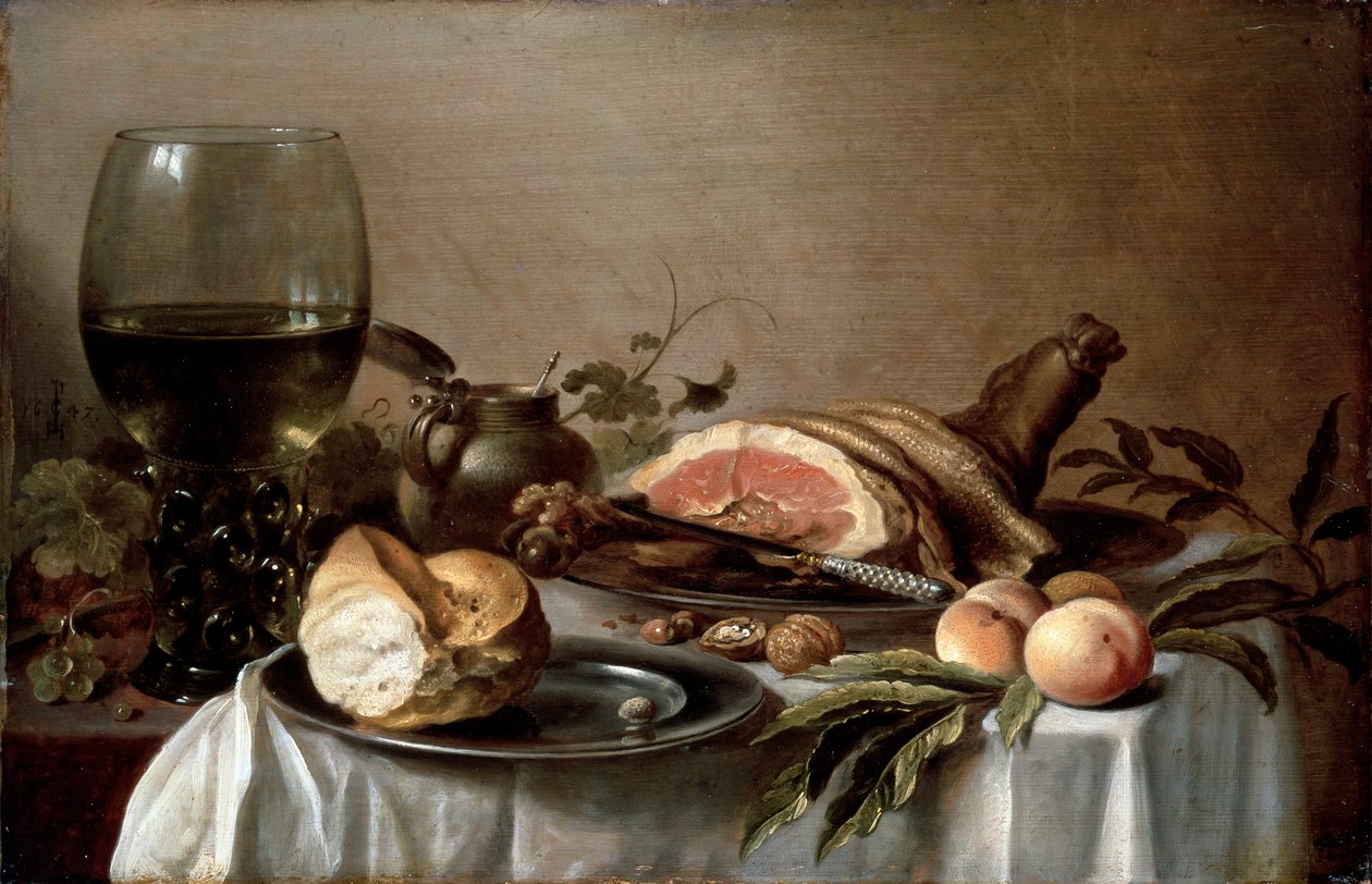 Snídaně se šunkou, 1647. od Pieter Claesz