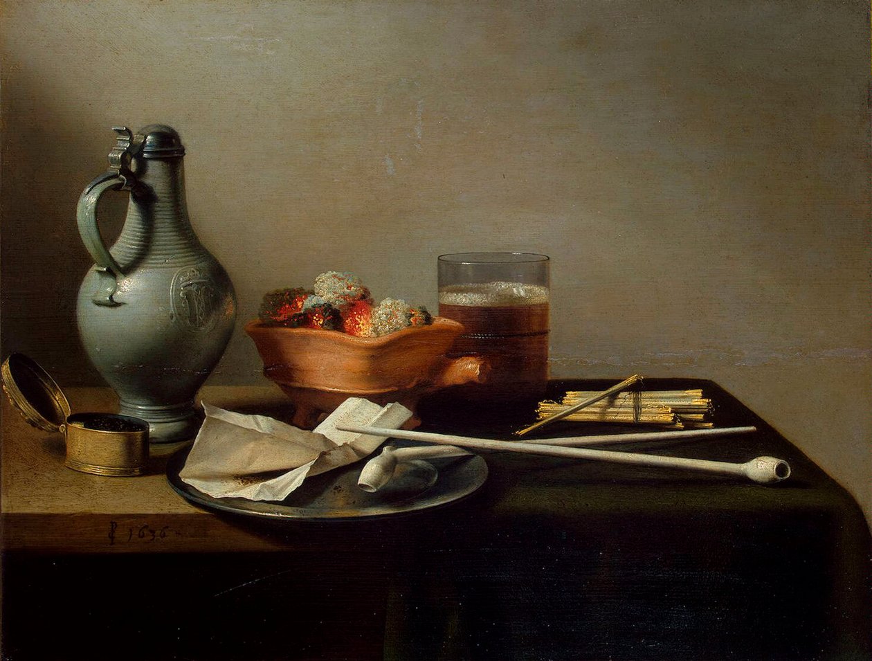 Zátiší s hliněnými dýmkami, 1636. od Pieter Claesz