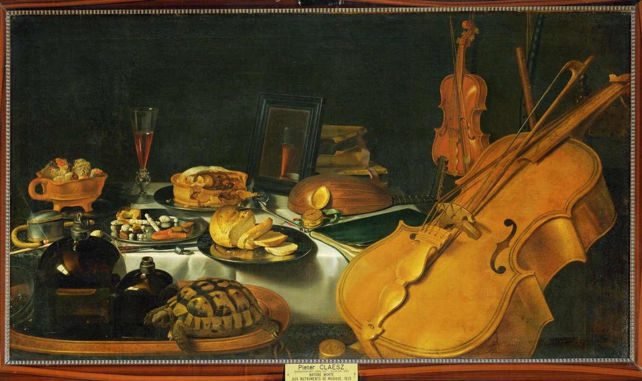Zátiší s hudebními nástroji od Pieter Claesz