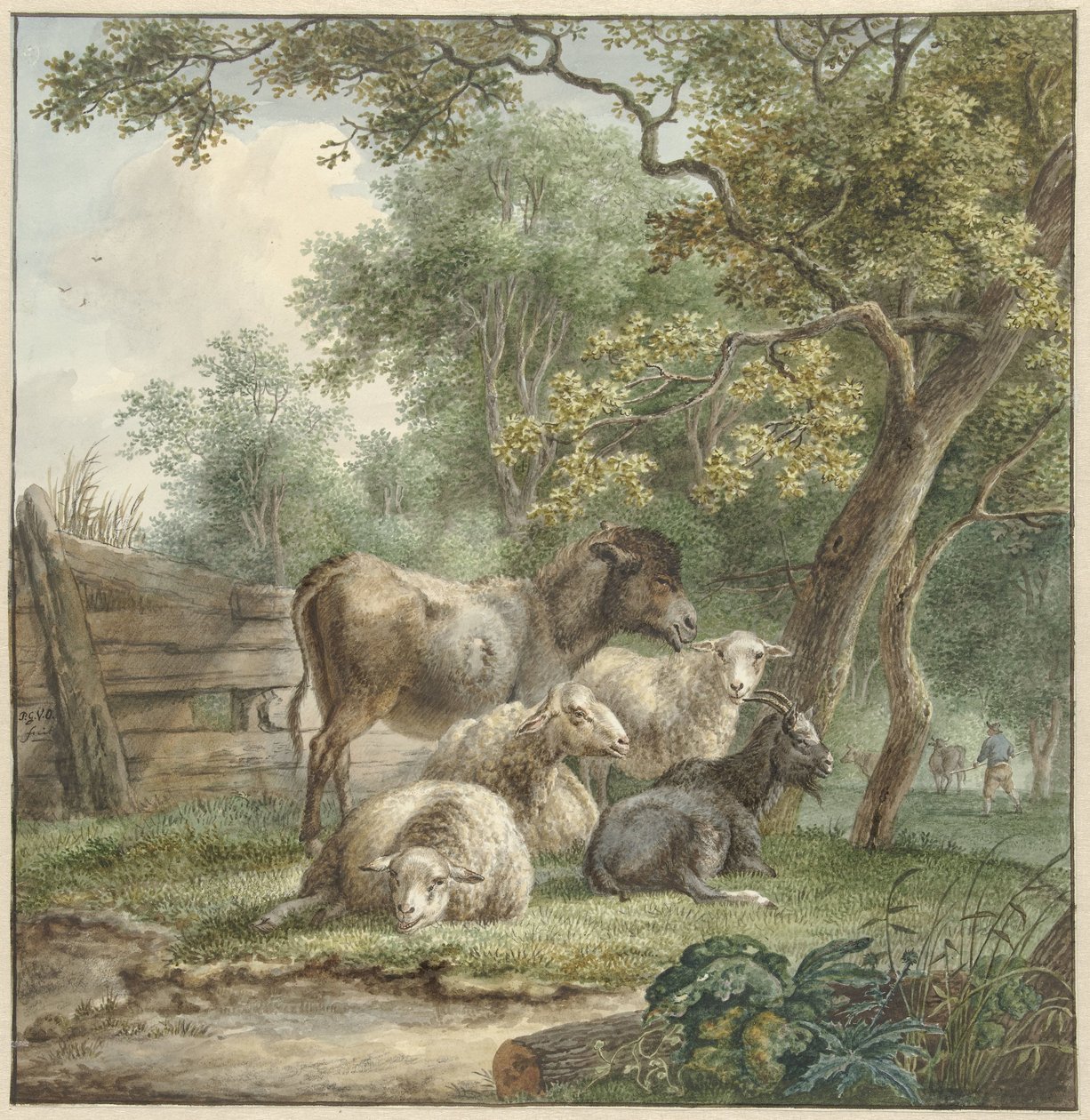 Dobytek v sadu od Pieter Gerardus van Os