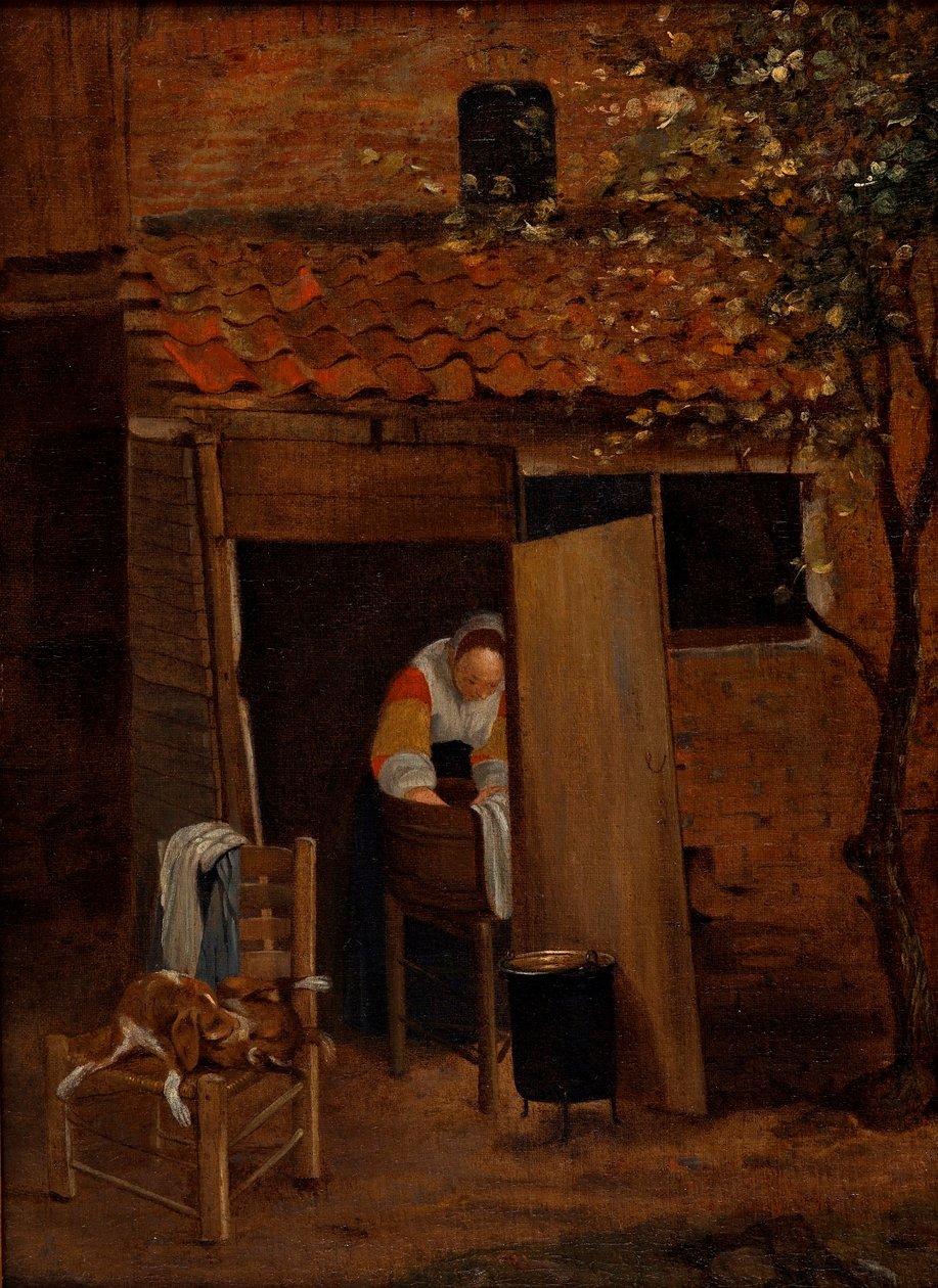 Dívka praní prádla. od Pieter Hooch de