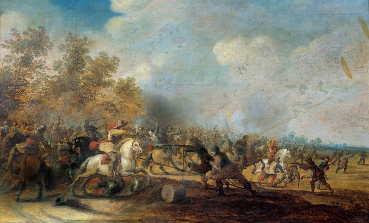 Kavalérie Charge Painting od Pietera Meulenera (1602-1654) od Pieter Meulener