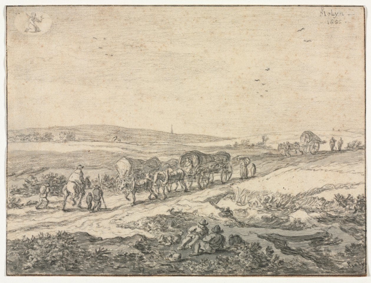 Srpen: Krajina s vozy, kolem roku 1655. od Pieter Molyn