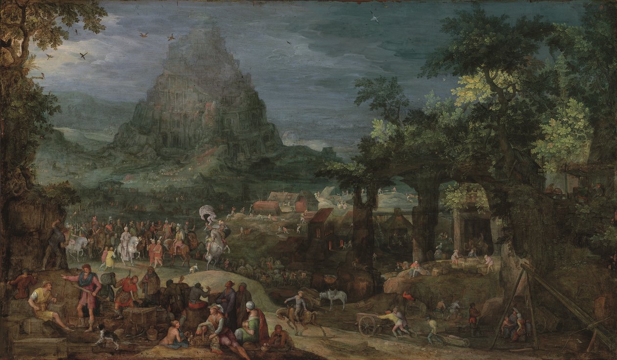 Babylonská věž (olej na mědi) od Pieter Schoubroeck