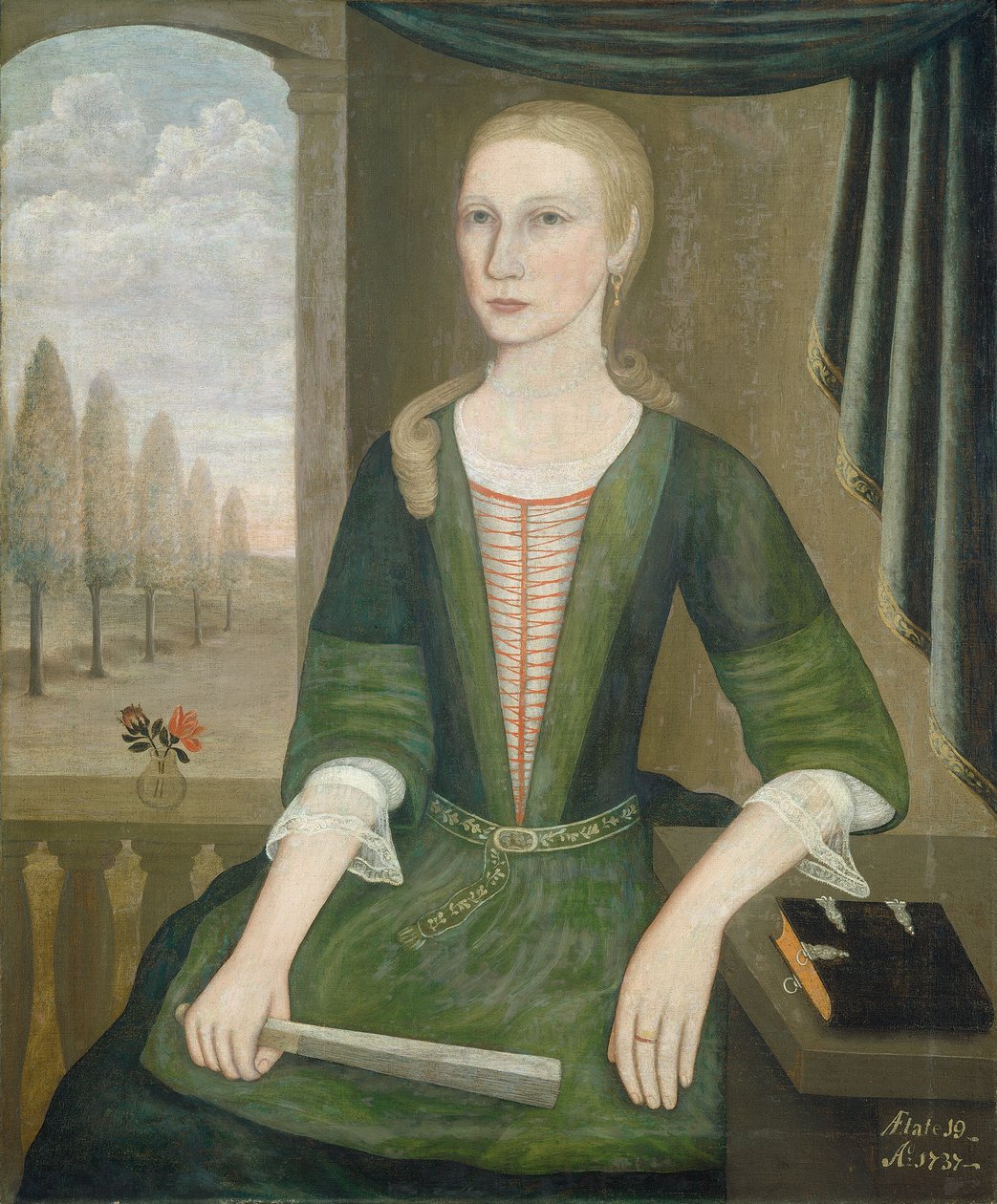 Mladá dáma s ventilátorem, 1737. od Pieter Vanderlyn
