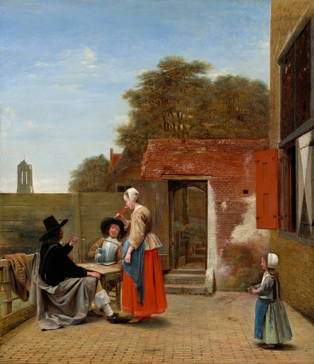 A Dutch Courtyard, 16581660. od Pieter de Hooch
