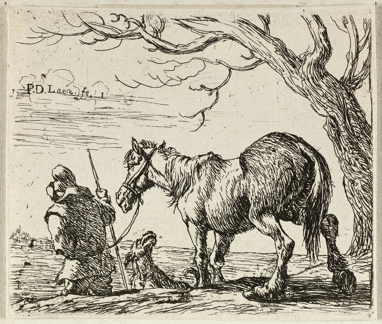Farmář s koněm od Pieter van Laer