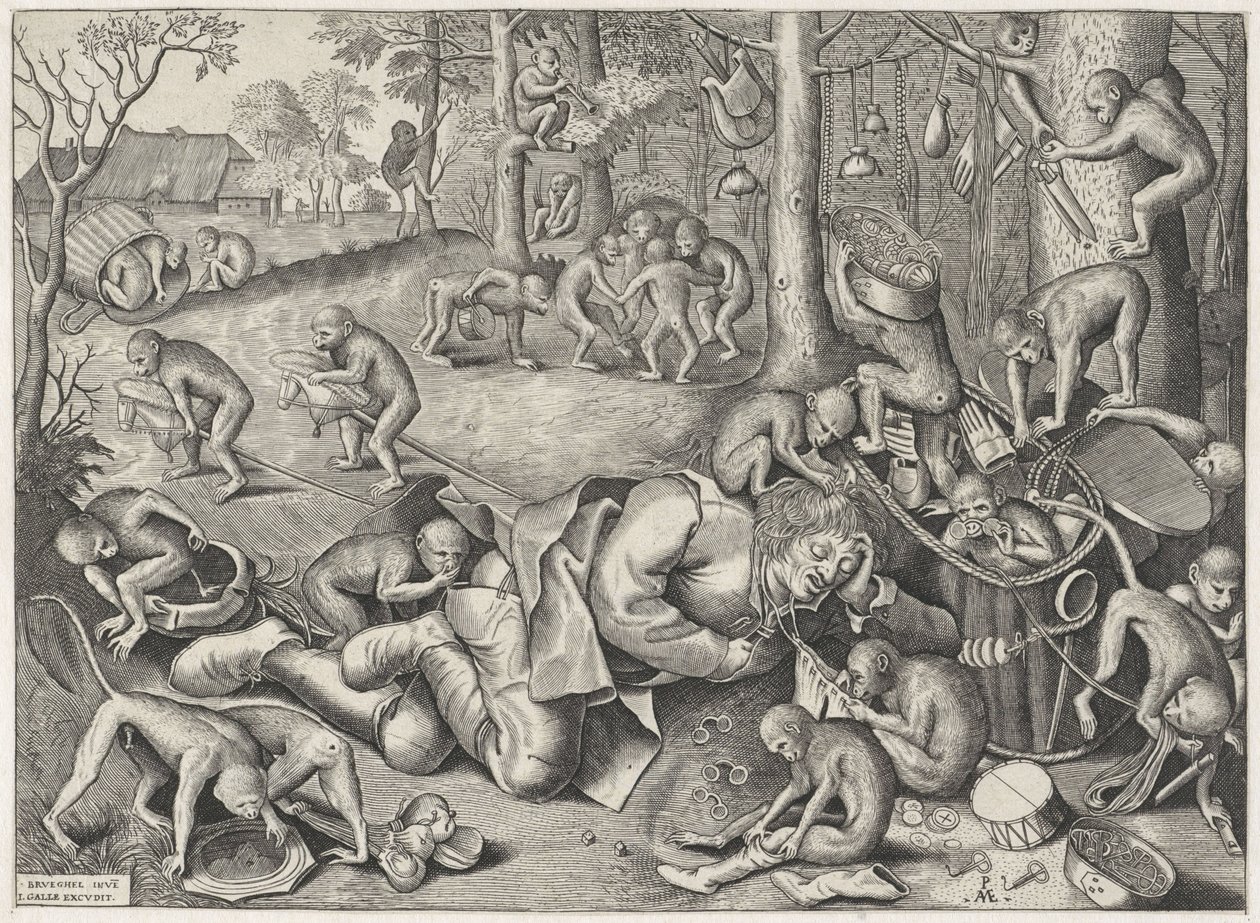 kramář okraden opicemi od Pieter van der Heyden