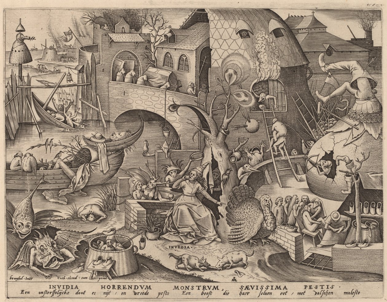 Závist od Pieter van der Heyden after Pieter Bruegel the Elder