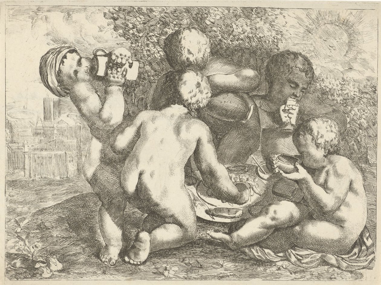 Bacchanal s pěti putti od Pieter van der Plas (II)