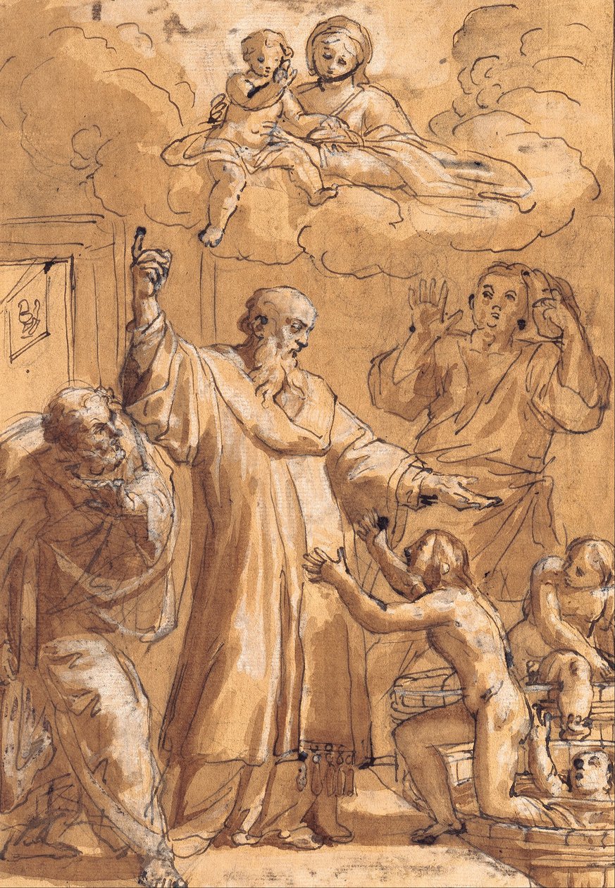 Svatý Mikuláš z Bari probouzí tři děti od Pietro De Pietri