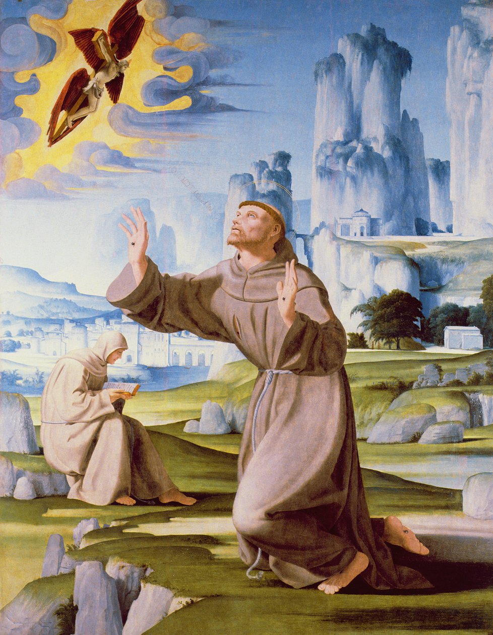 Sv. František přijímající stigmata (tempera na panelu) (viz také 170219) od Pietro Francione