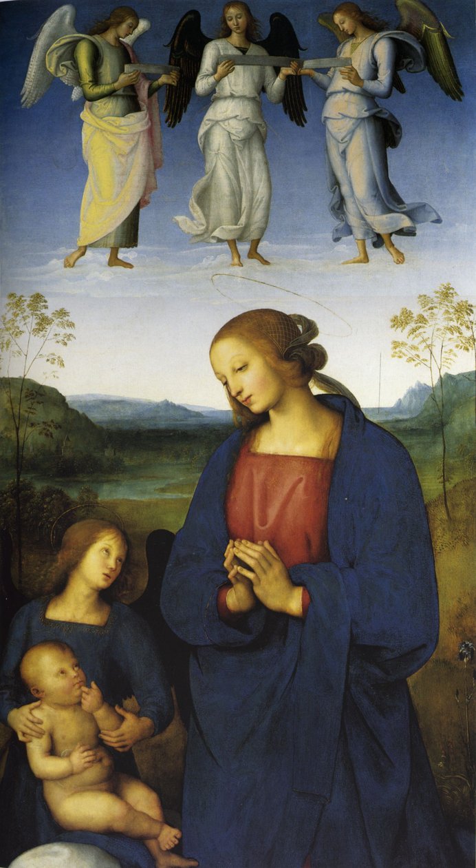 Pietro Perugino: Polyptych z Certosy di Pavia (Panna s dítětem a anděly) od Pietro Perugino