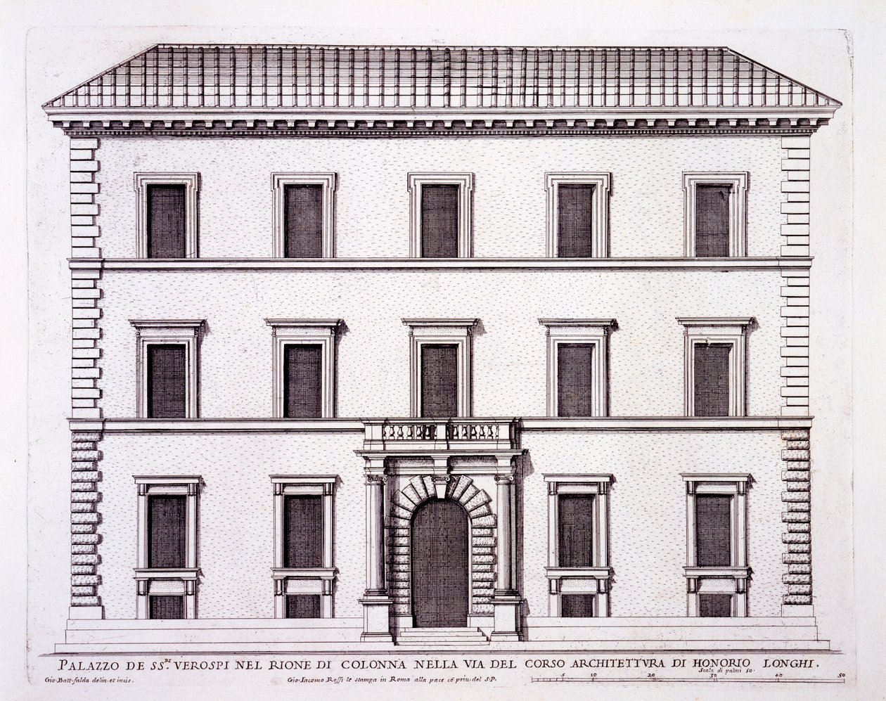 Palazzo Verospi, Řím, z „Palazzi di Roma“, část II, vydané v 70. letech 17. století od Pietro Ferrerio