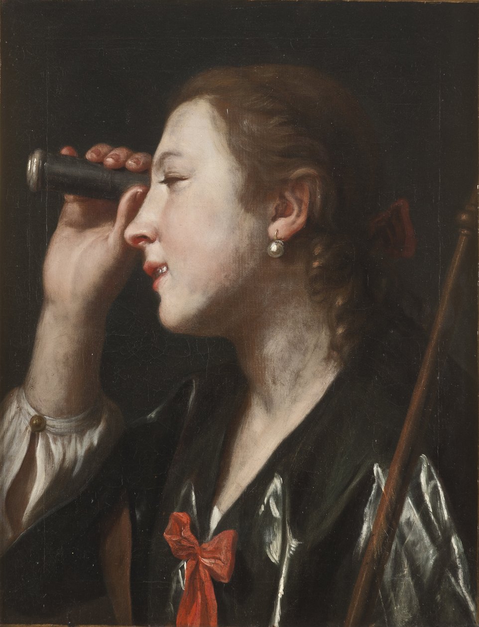 Dívka při pohledu přes dalekohled od Pietro Antonio Rotari
