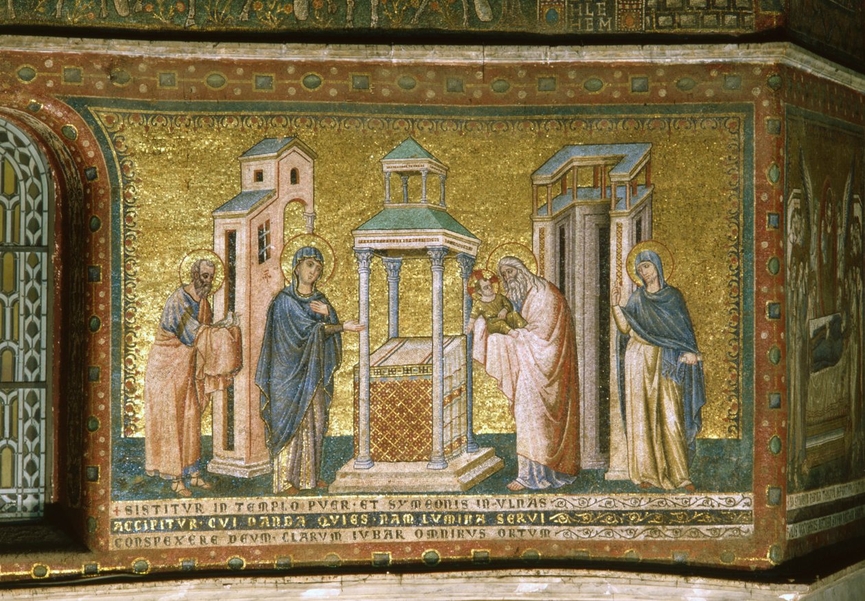 Prezentace do chrámu (mozaika) od Pietro Cavallini