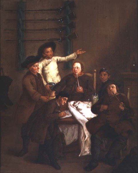 Čísla losování lovců (olej na panelu) od Pietro Longhi
