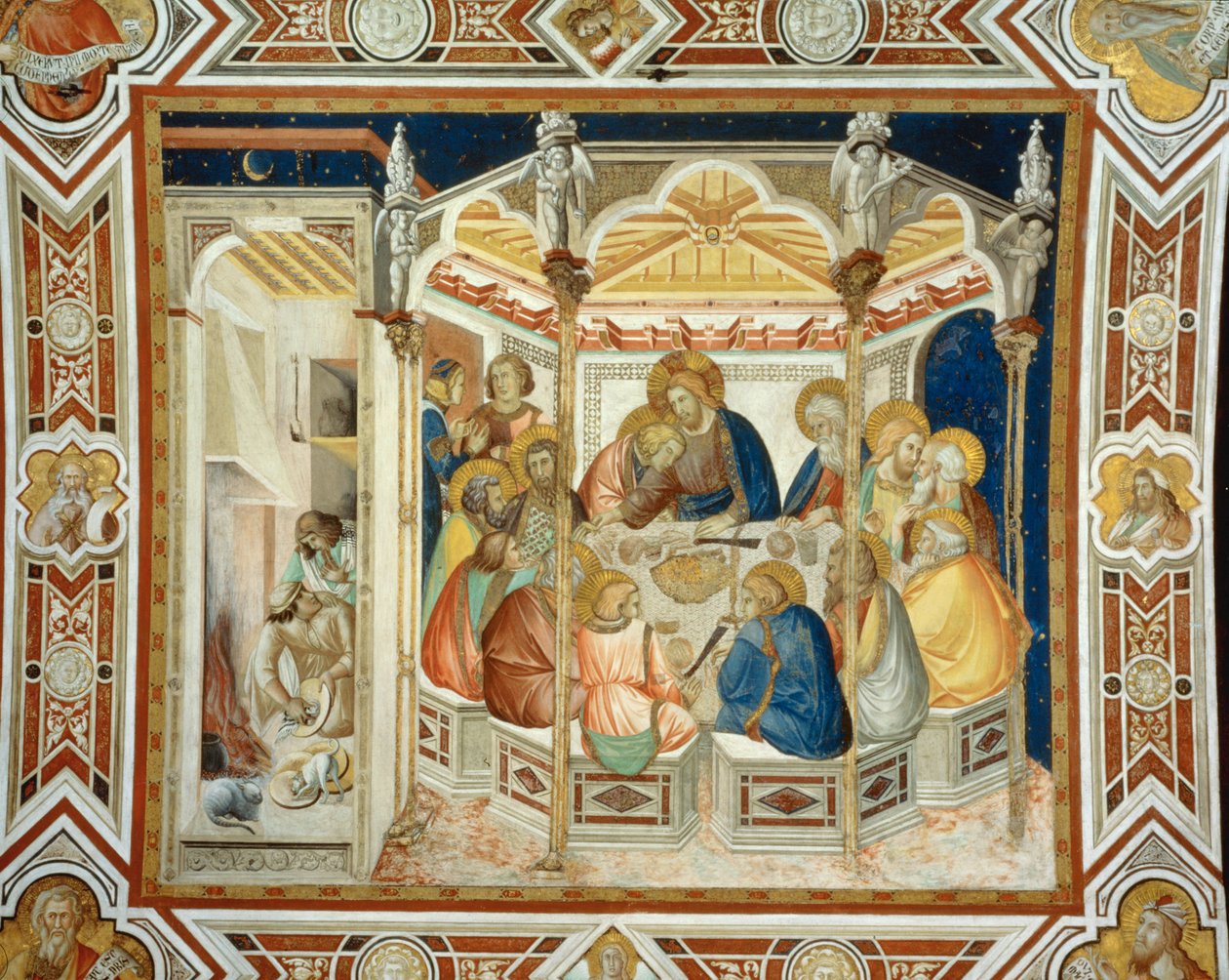 Poslední večeře. Nástěnná malba ... (nástěnná malba) od Pietro Lorenzetti
