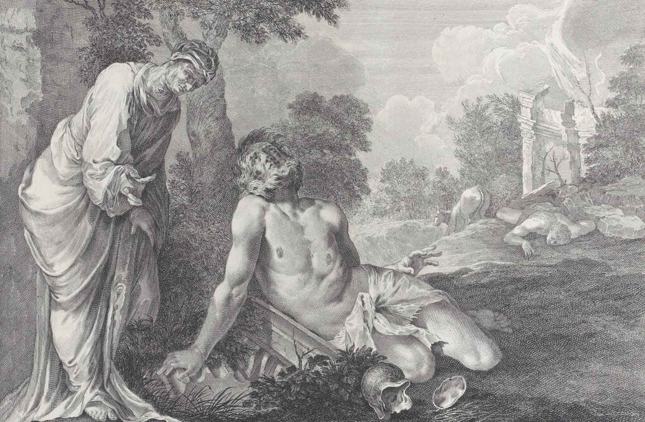 Job napomenut svou manželkou, 1730-39. od Pietro Monaco
