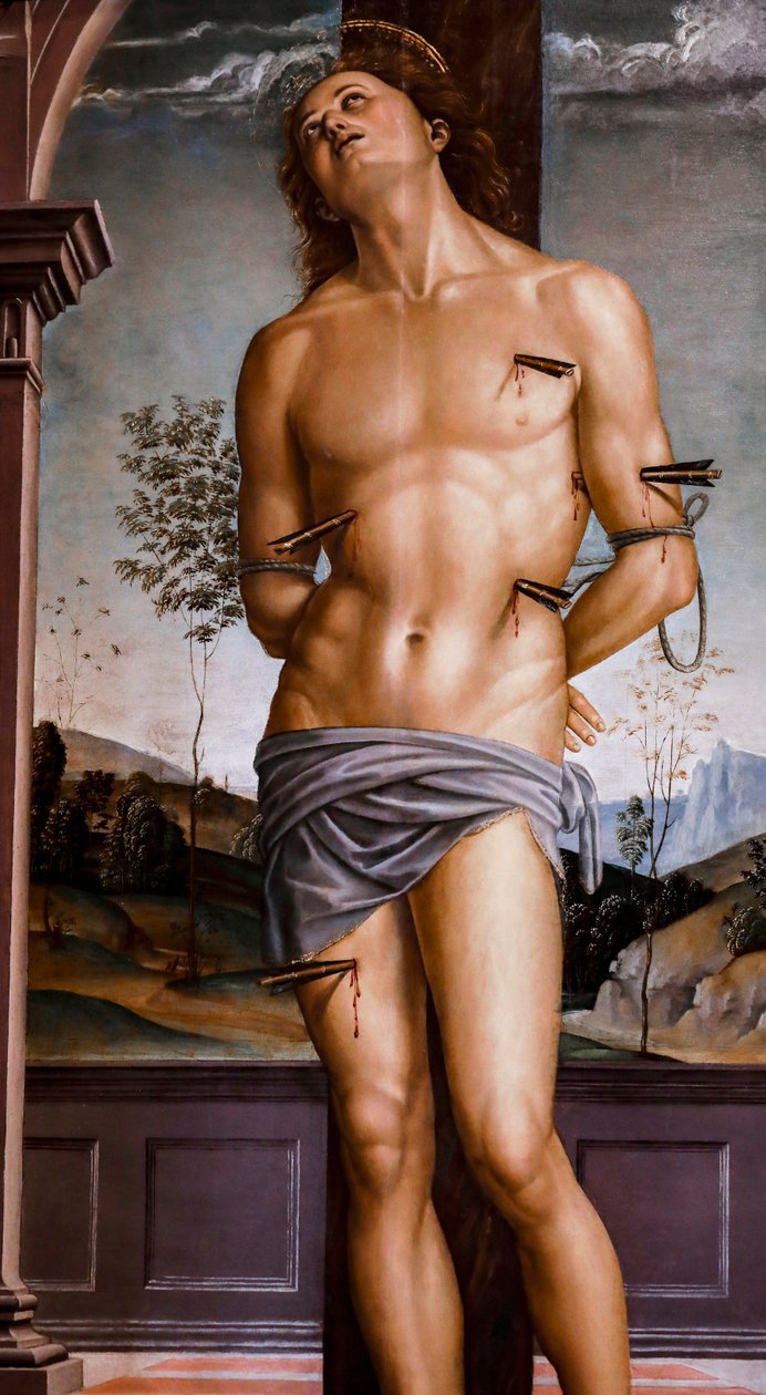 Svatý Šebestián po roce 1490. Olej na desce. od Pietro Perugino