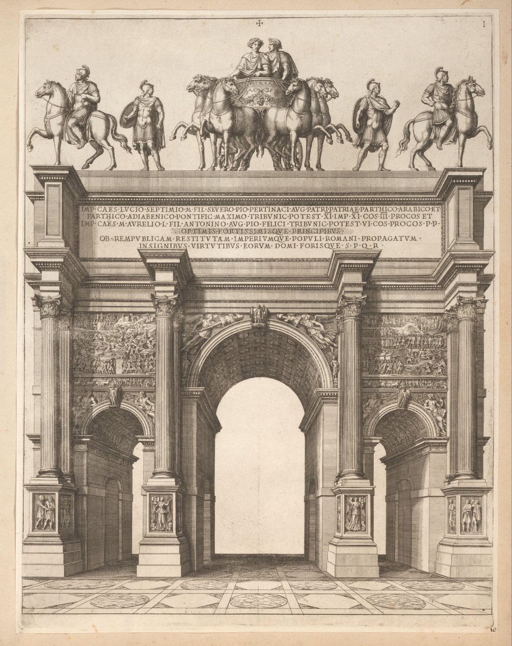 Boog van Septimius Severus do Říma od Pietro Sante Bartoli