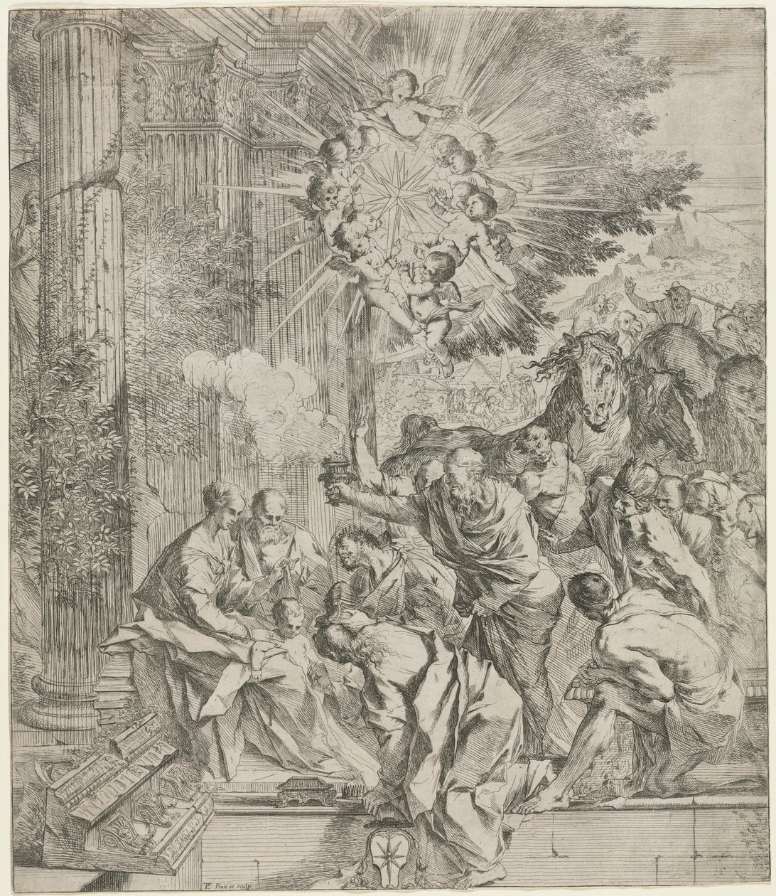 Klanění tří králů, 1636-1638. od Pietro Testa