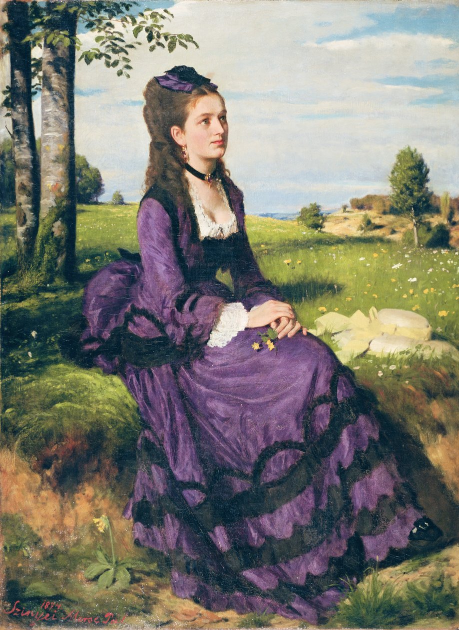 Žena ve fialové, 1874 od Pál Szinyei Merse