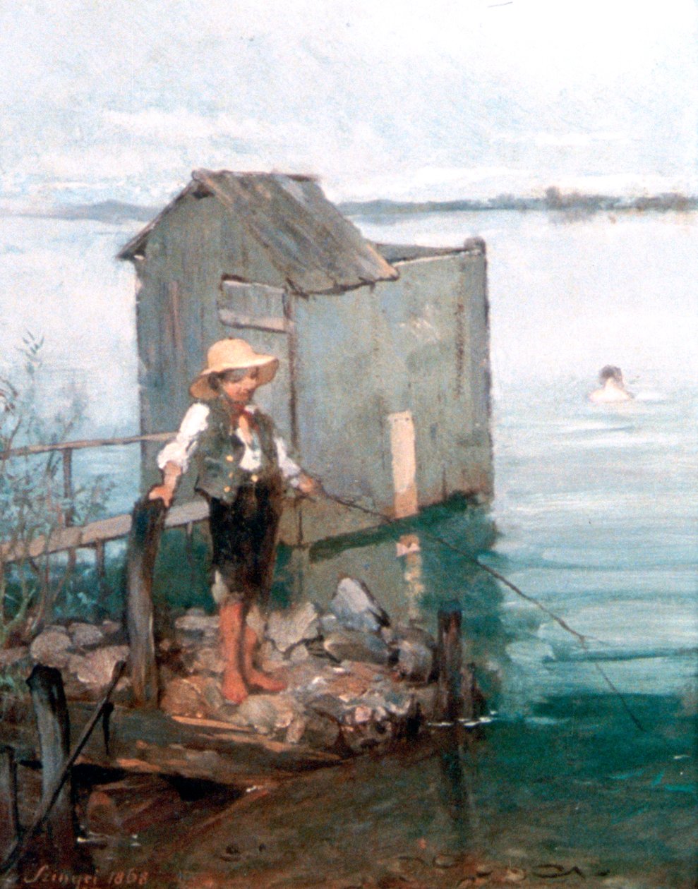 Koupací chata s chlapcem, 1868 od Pál Szinyei Merse