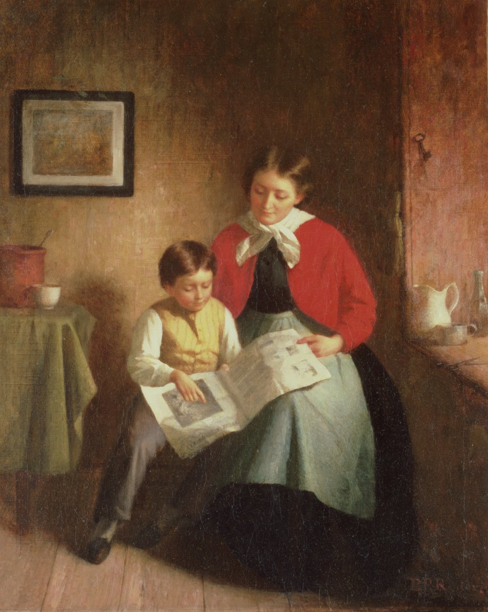 Matka a chlapec s obrázkovou knihou, 1868 od Platt Powell Ryder