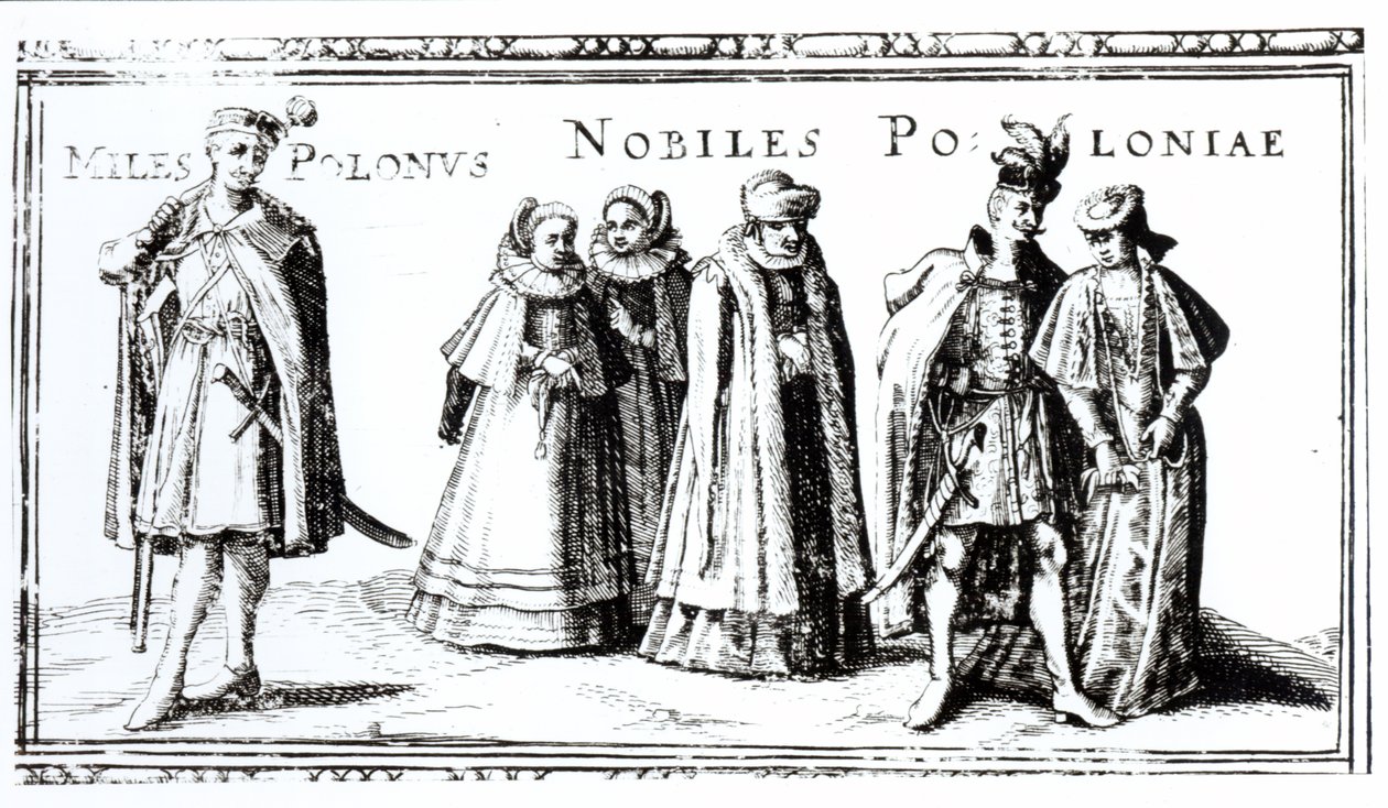 Polská šlechta (rytina) (černobílá fotografie) od Polish School