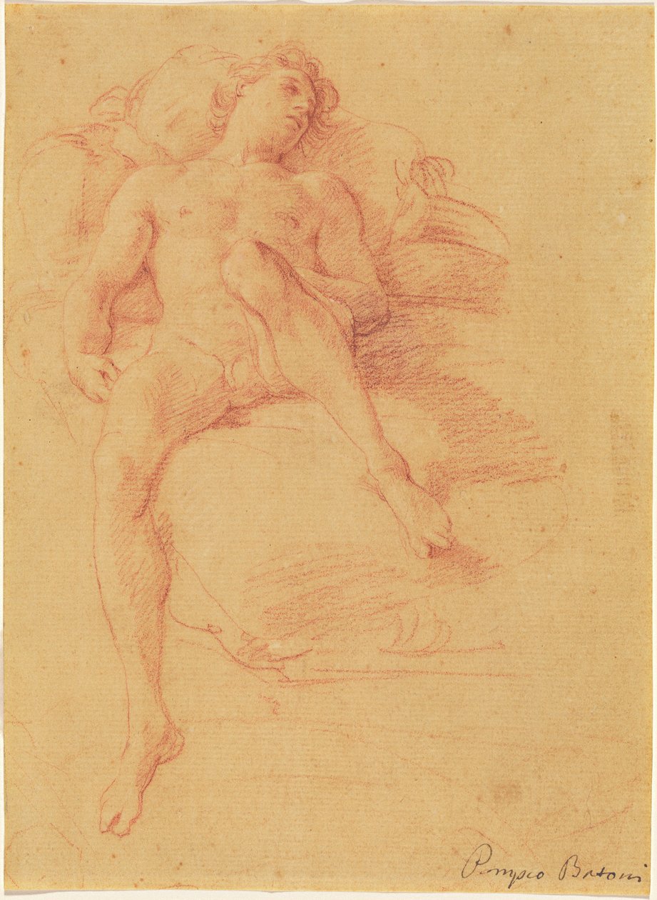Mužský akt ležící na posteli od Pompeo Batoni