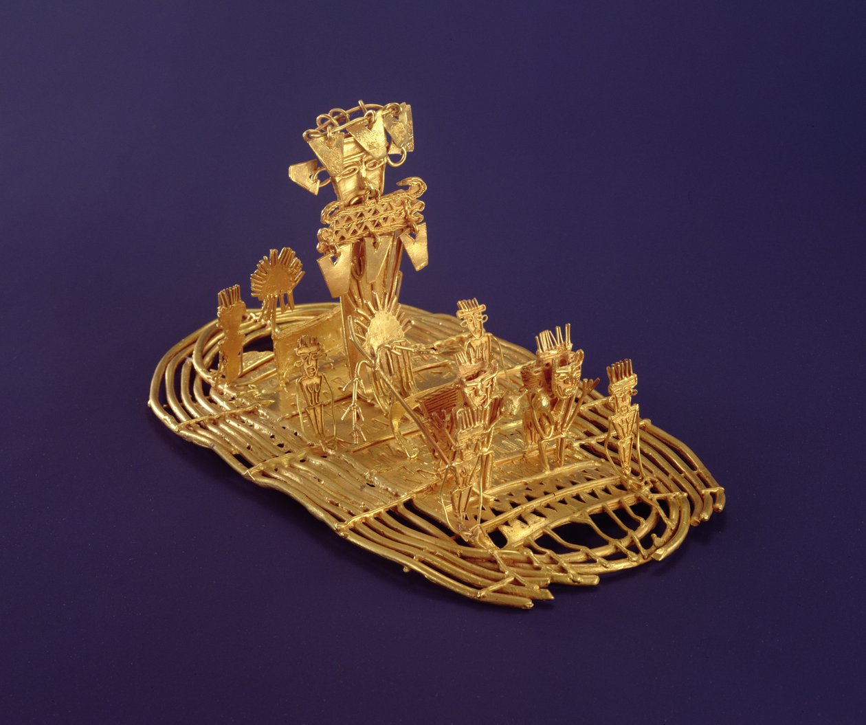 Votivní figurka Muisca (Tunjo) zobrazující obřad El Dorado (slitina mědi a zlata) od Pre Columbian
